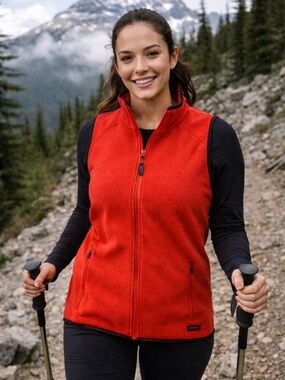 Calvin Klein Red Fleece Zip-Front Vest